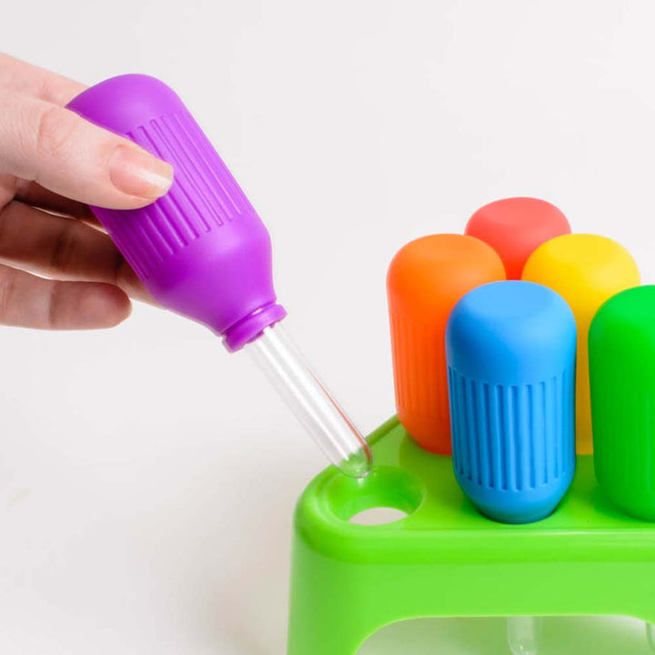 giant brightly coloured childrens science messy play mark making paint pipettes