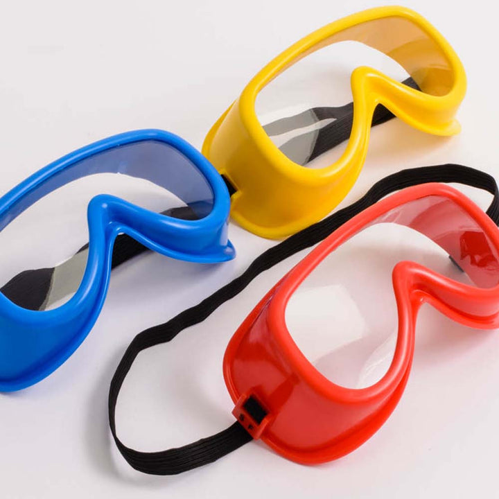 eye protection, multicoloured goggles, colourful, multicoloured, children, junior school, kids, early years, infants, ks1, ks2, key stage 1, key stage 2, learning, science, experiment, plastic, eye protection, protective, safety, coloured goggles, en166,