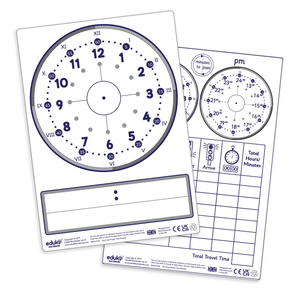 Dry Erase Pupils A4 Time Boards (Pack of 30) – eduk8worldwide
