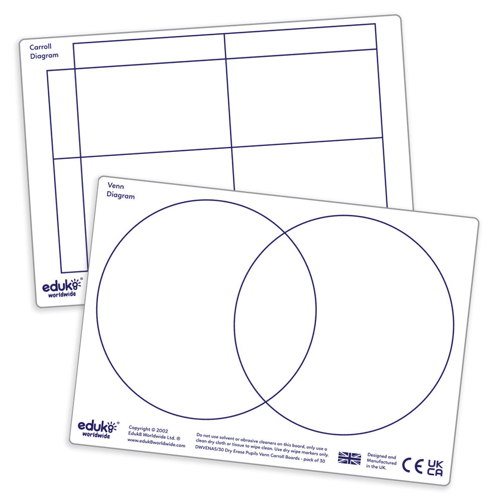 the largest range of dry erase boards in the uk Venn carroll A5 A2 teachers pupils