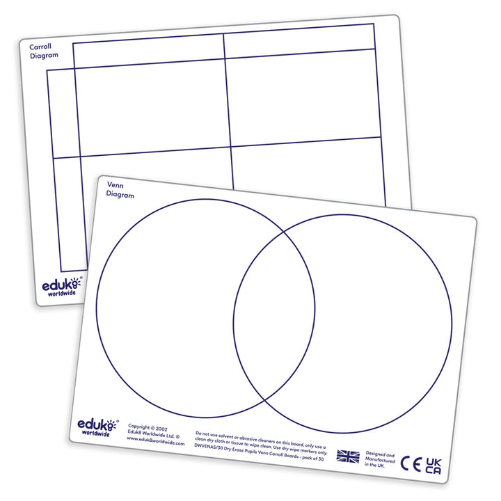 the largest range of dry erase boards in the uk Venn carroll A5 A2 teachers pupils
