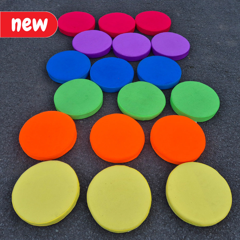 red orange yellow green purple red step and sound trumpet cushions for early years and sen