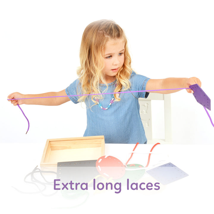 EDUK8 colourful extra long threading lacing geometric shapes for sen early years sensory education for children in school and nurseries
