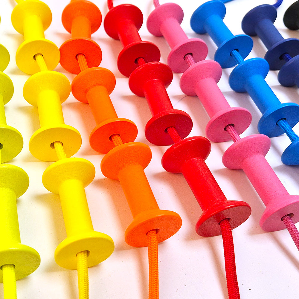 Wooden Threading Coloured Spools – eduk8worldwide