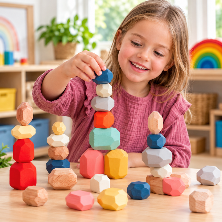 Wooden Sensory Stacking Stones