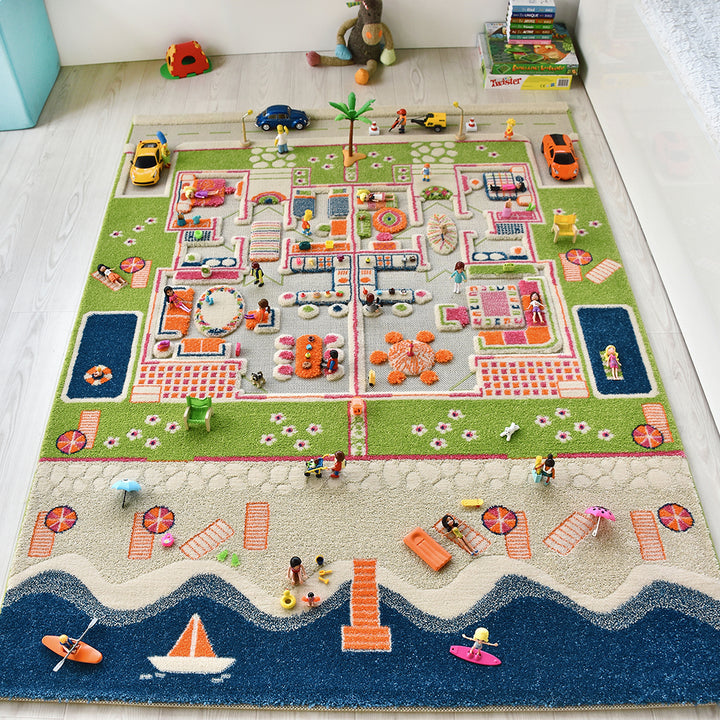 multicoloured, colourful, colours, hypoallergenic, woven wool, indoor play, activity, colourful, 3d, house, home, rooms, play rug, play mat, sensory mat, sensory, role play, roleplay, toddler, childrens, children, infants, kids, educational, educational s