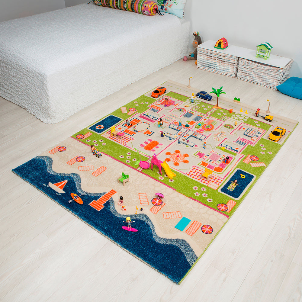 multicoloured, colourful, colours, hypoallergenic, woven wool, indoor play, activity, colourful, 3d, house, home, rooms, play rug, play mat, sensory mat, sensory, role play, roleplay, toddler, childrens, children, infants, kids, educational, educational s