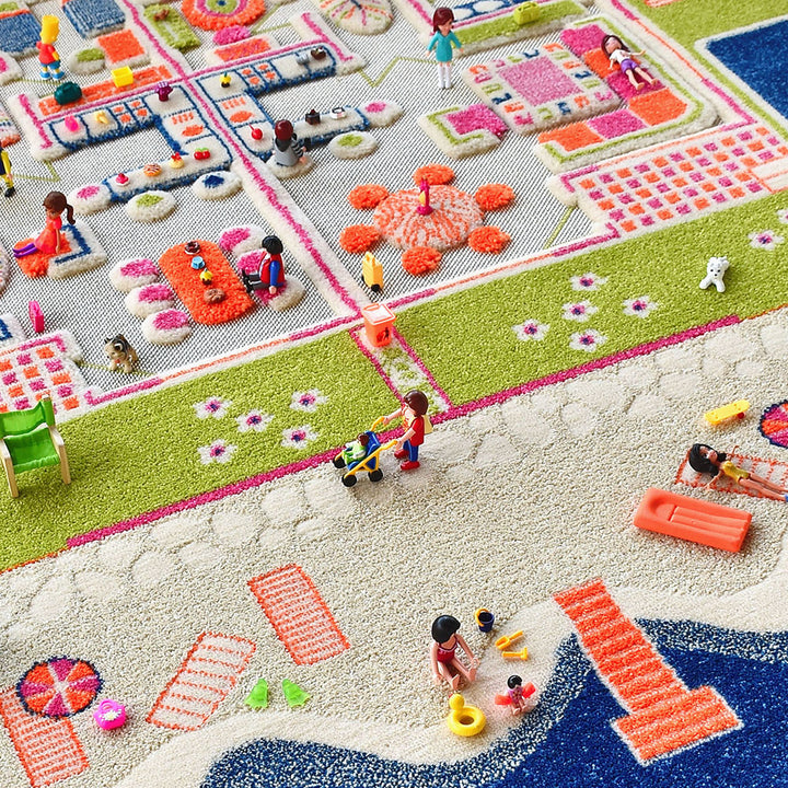 multicoloured, colourful, colours, hypoallergenic, woven wool, indoor play, activity, colourful, 3d, house, home, rooms, play rug, play mat, sensory mat, sensory, role play, roleplay, toddler, childrens, children, infants, kids, educational, educational s